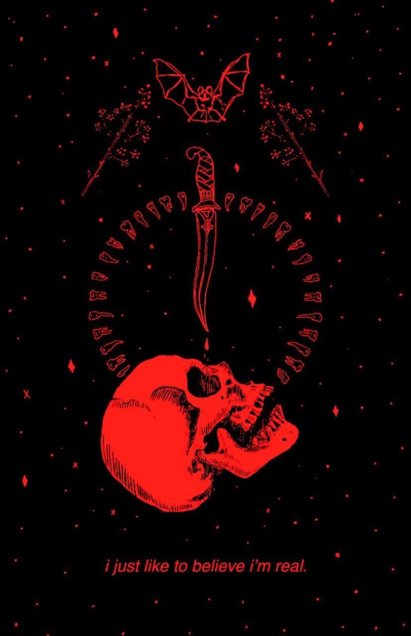 Dark Black And Red Aesthetic Skull Digital Artwork Wallpaper