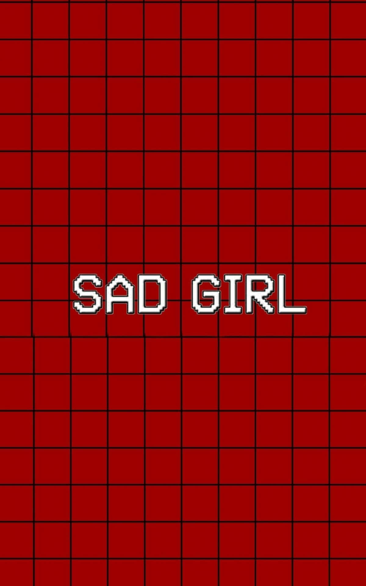 Sad Girl With Black And Red Aesthetic Grid Illustration Wallpaper