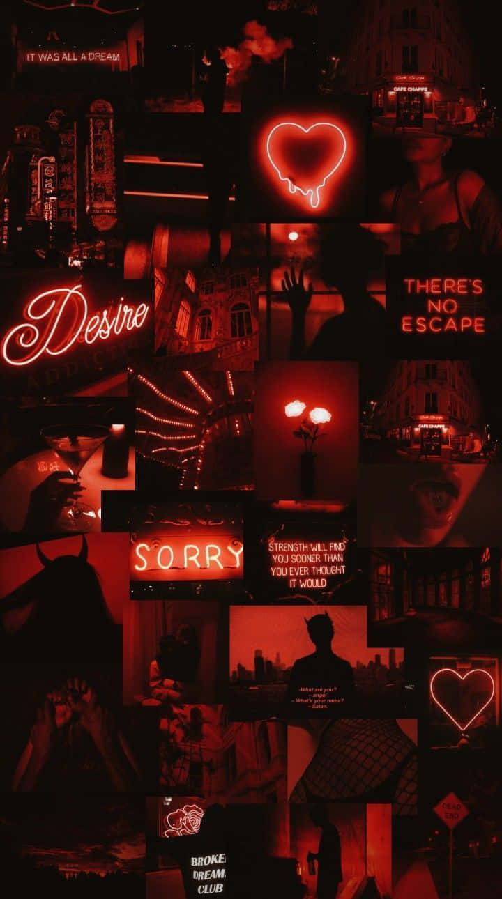 Black And Red Aesthetic Neon Lights Montage Wallpaper