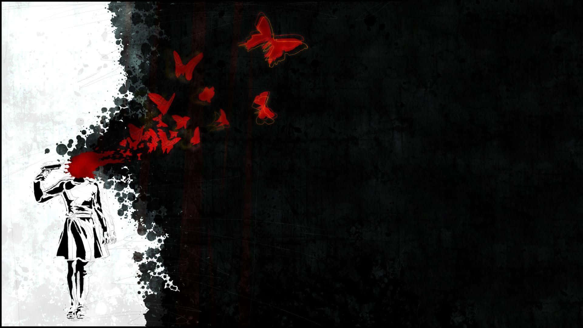 Enjoy the dark, mysterious world of Black and Red Anime Wallpaper