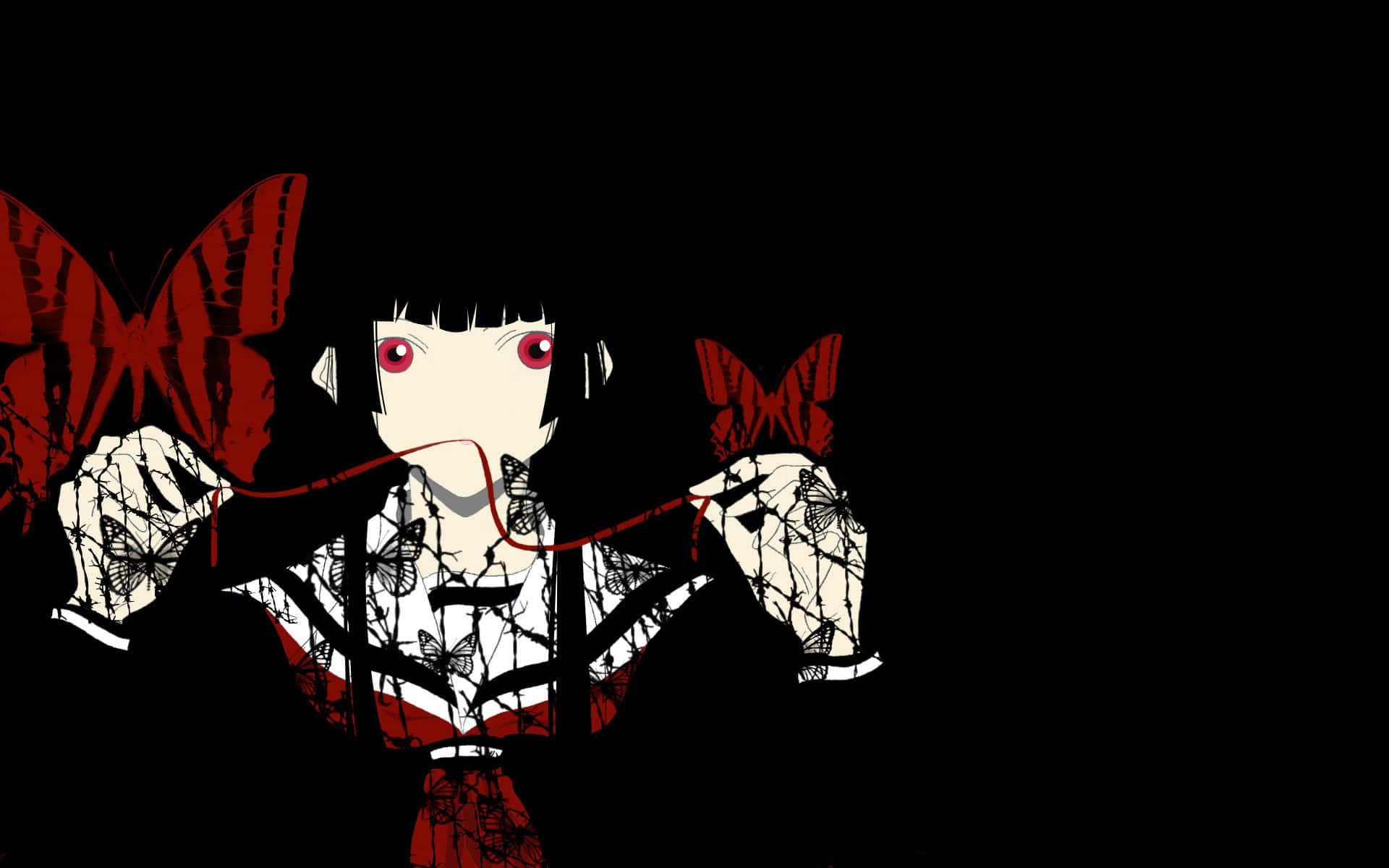 Vibrant Black and Red Anime Scene Wallpaper