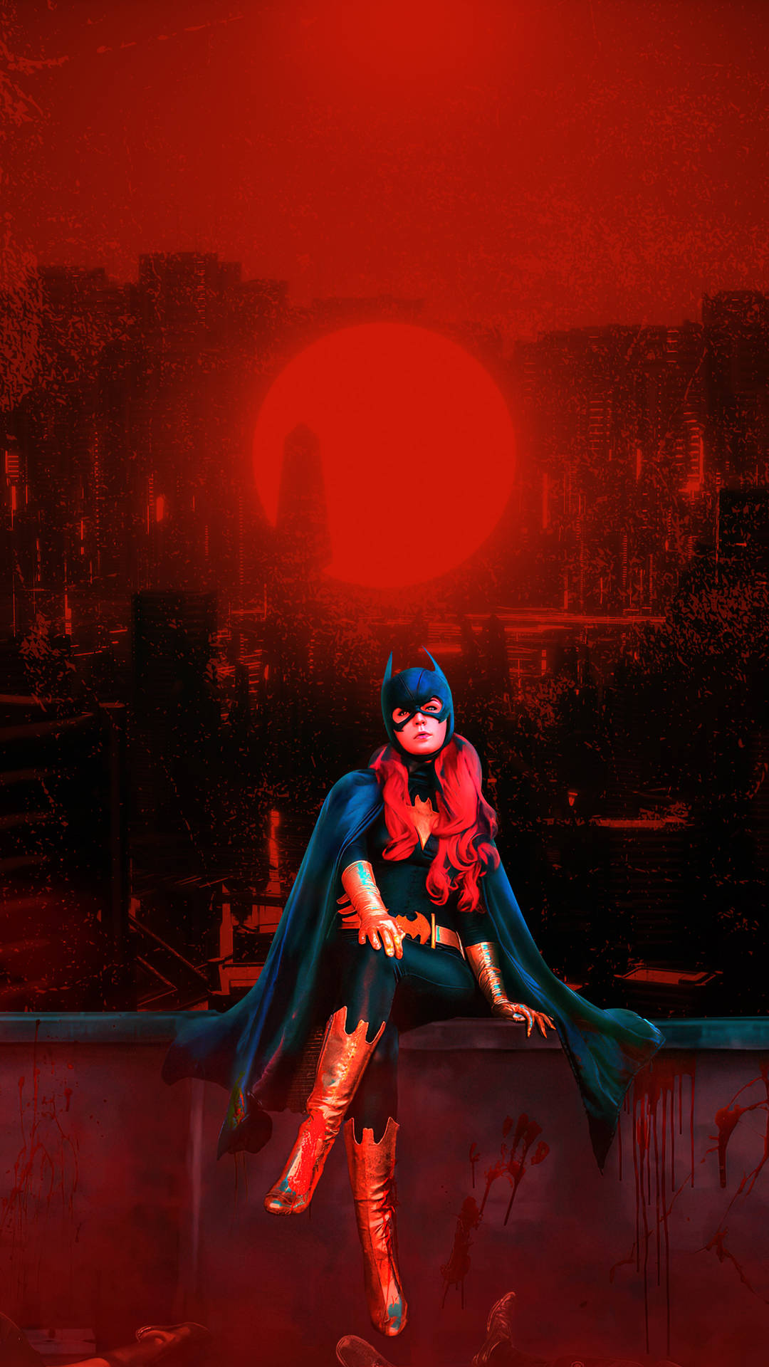 Sort og rød Batgirl 4K Gotham City Wallpaper Wallpaper
