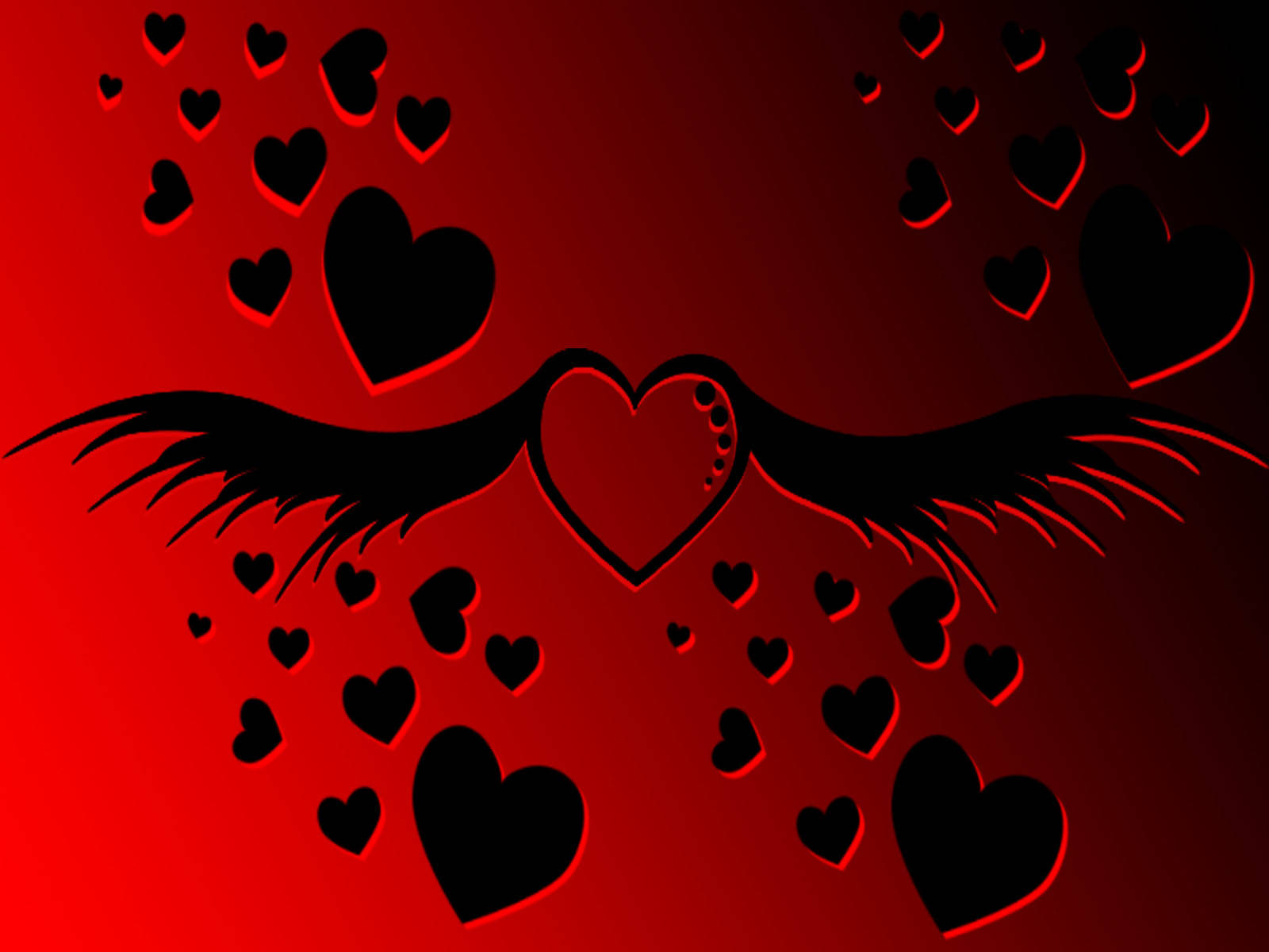 Black And Red Beautiful Hearts Wallpaper