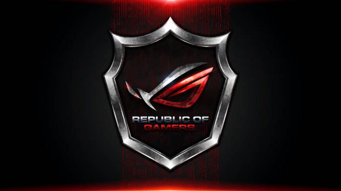 Black And Red Glowing Asus Rog Logo Background