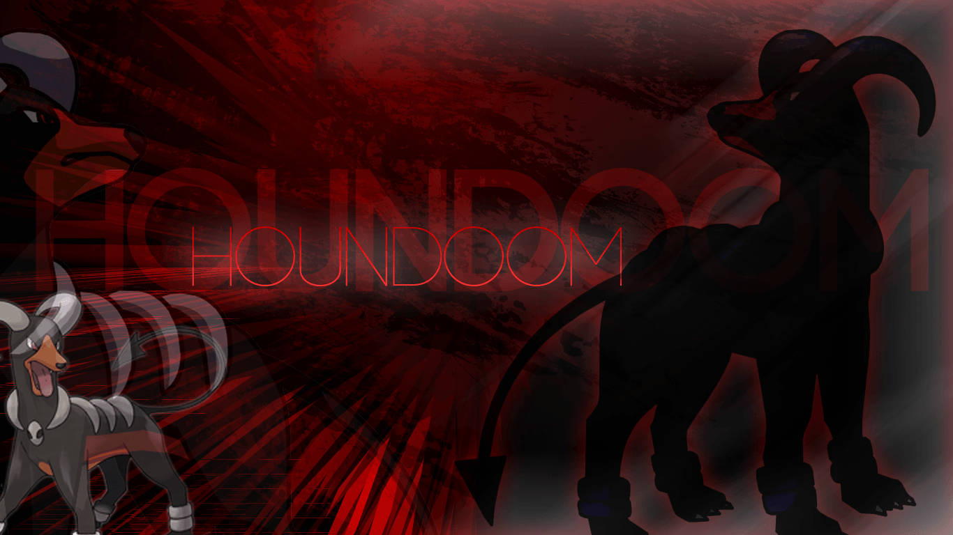 Black And Red Houndoom Silhouette Wallpaper