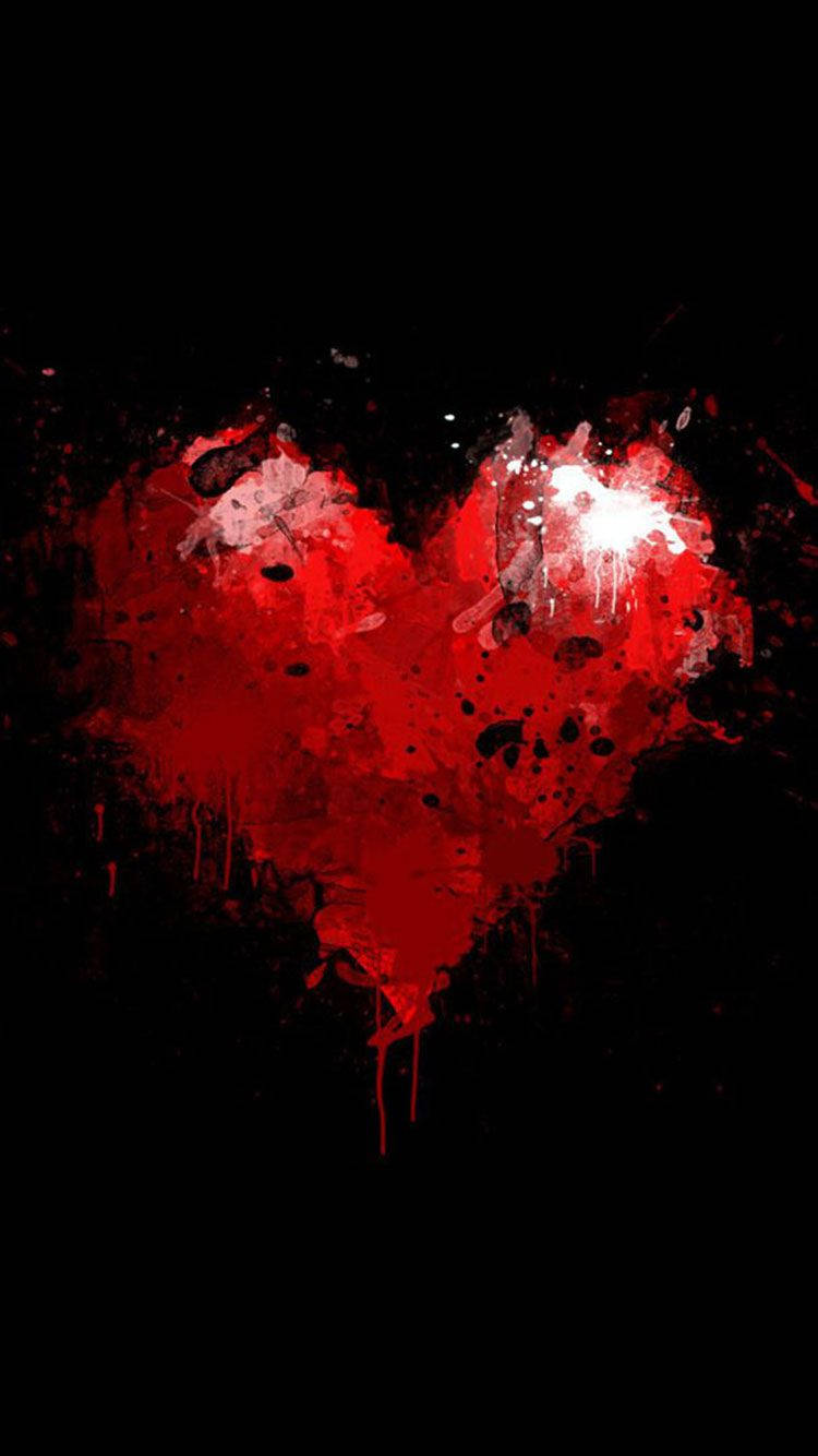 Black And Red Painted Heart