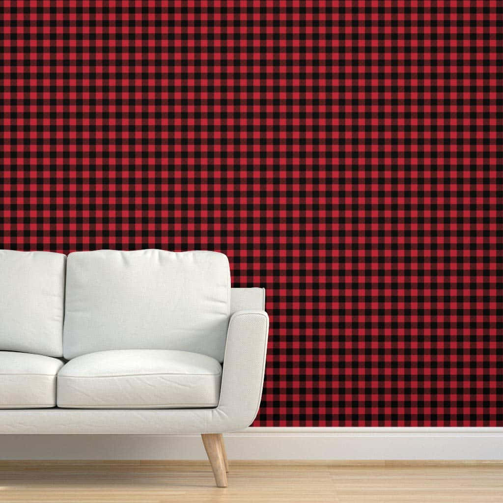 Unik,stilet Sort Og Rød Ternet Wallpaper