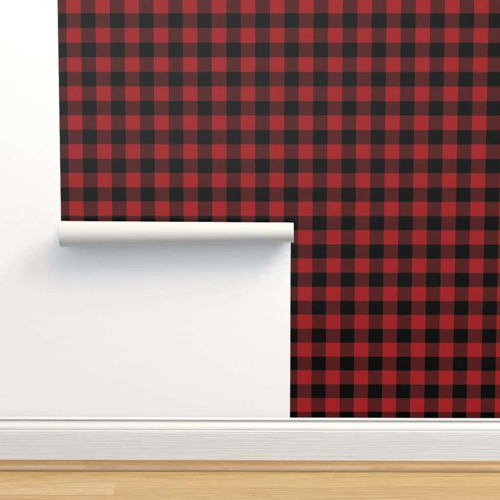 A Stylish and Bold Black and Red Plaid Wallpaper