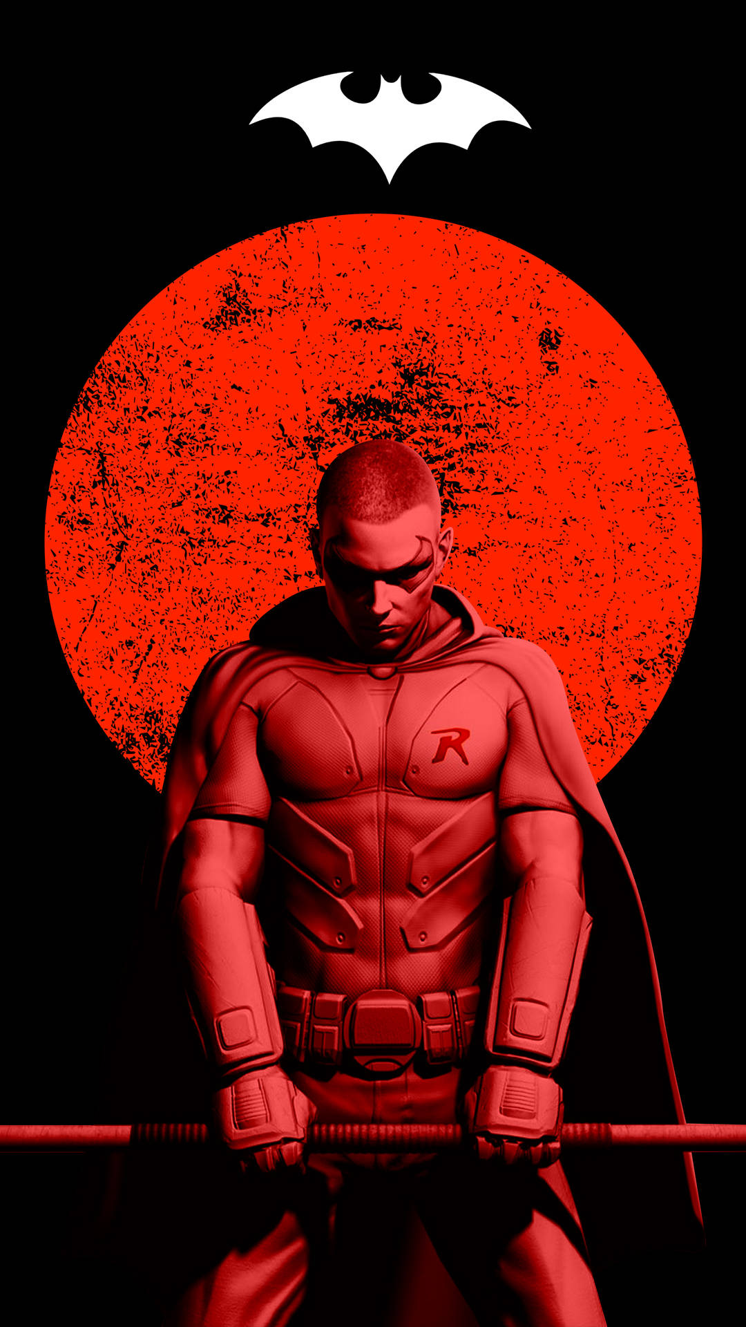 Sort Og Rød Robin 4K Gotham Kunst Tapet Wallpaper