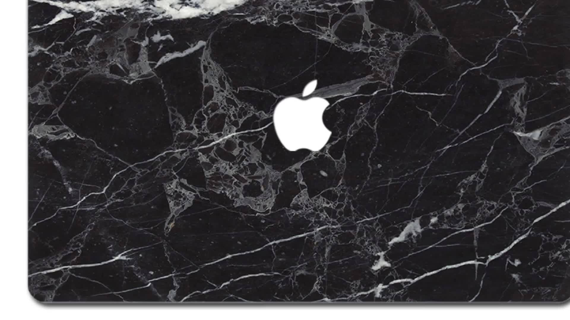Black And White Aesthetic Apple Logo On Marble Wallpaper