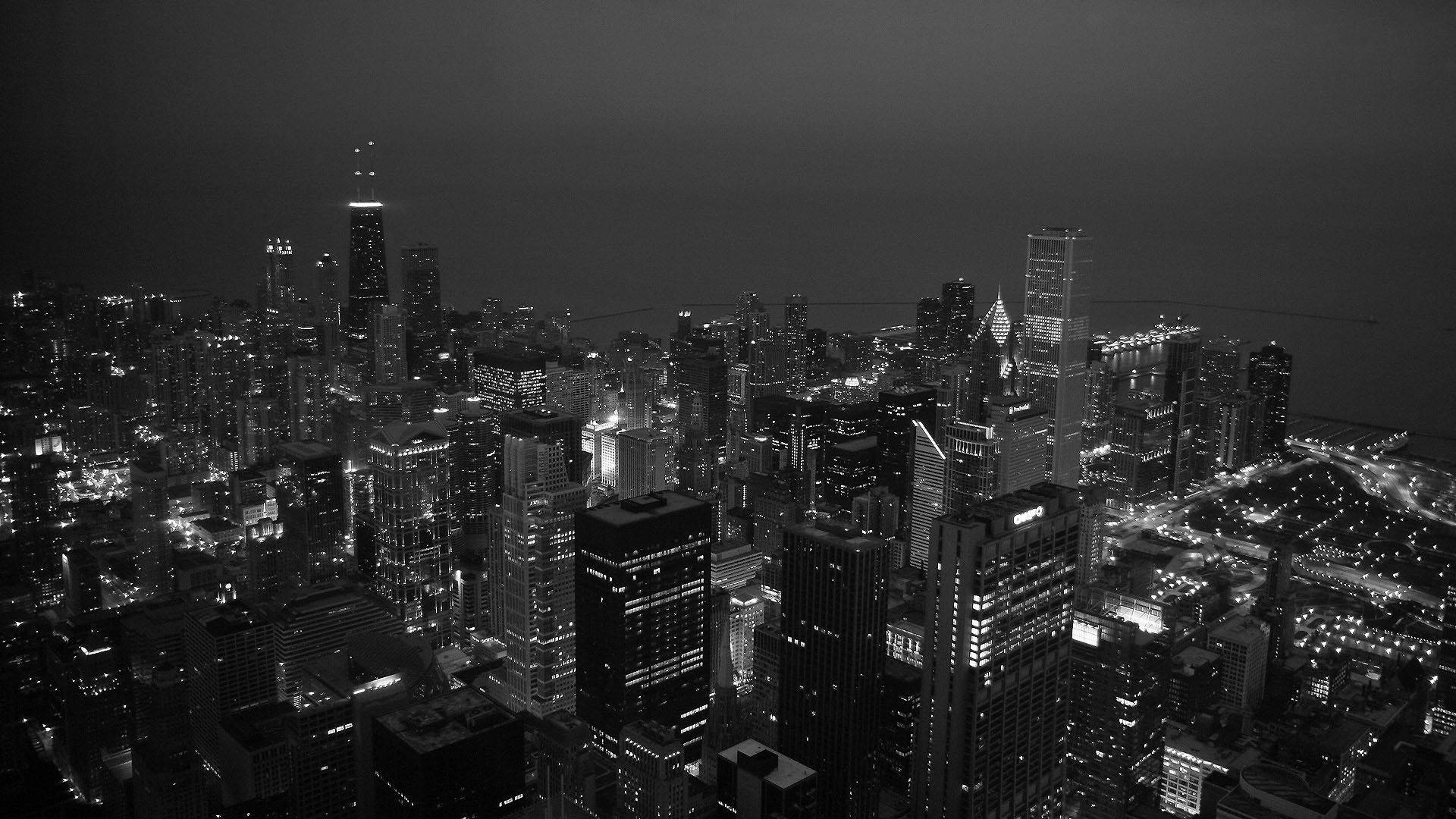 Black And White Aesthetic City At Night Wallpaper