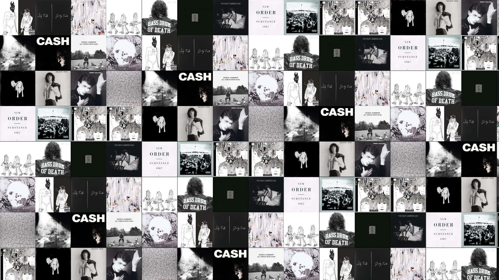 Black And White Aesthetic Laptop Collage Wallpaper