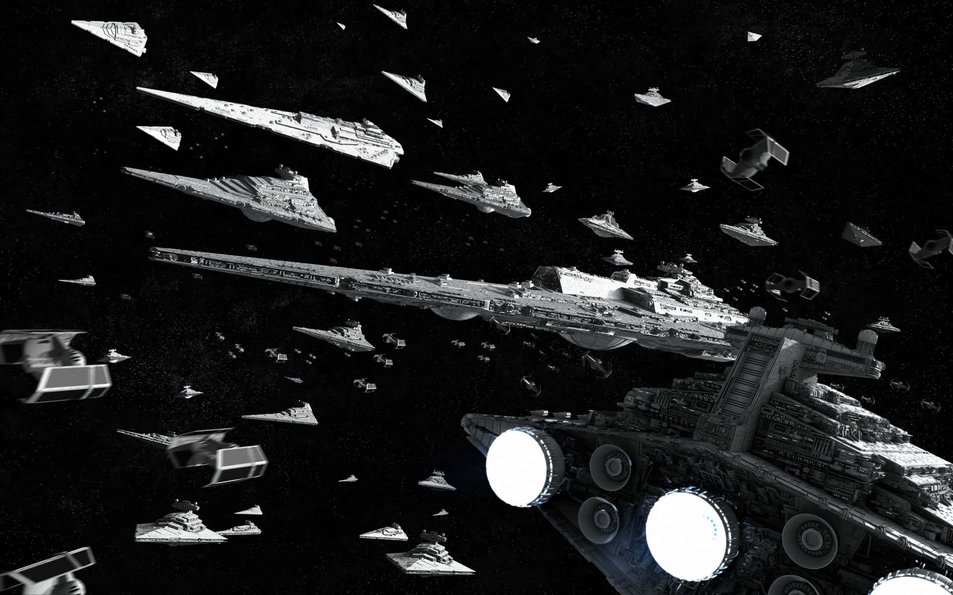 Black And White Aesthetic Spaceships Wallpaper