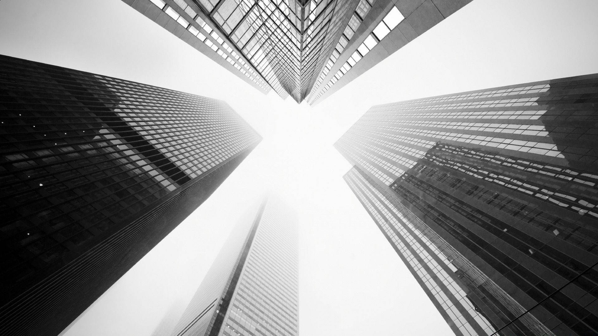 Black And White Aesthetic Skyscrapers From Below Wallpaper