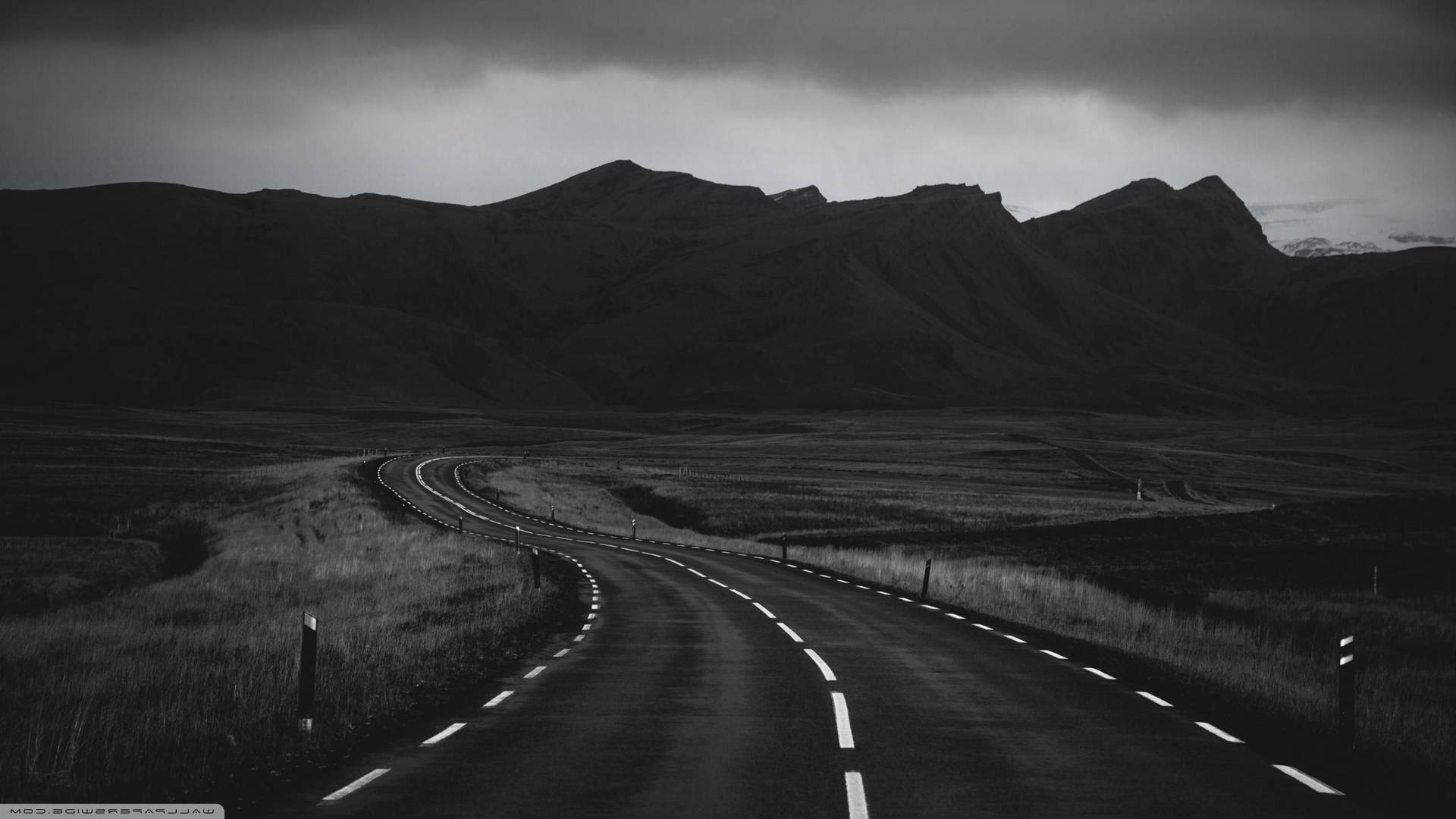 Black And White Aesthetic Winding Road Wallpaper