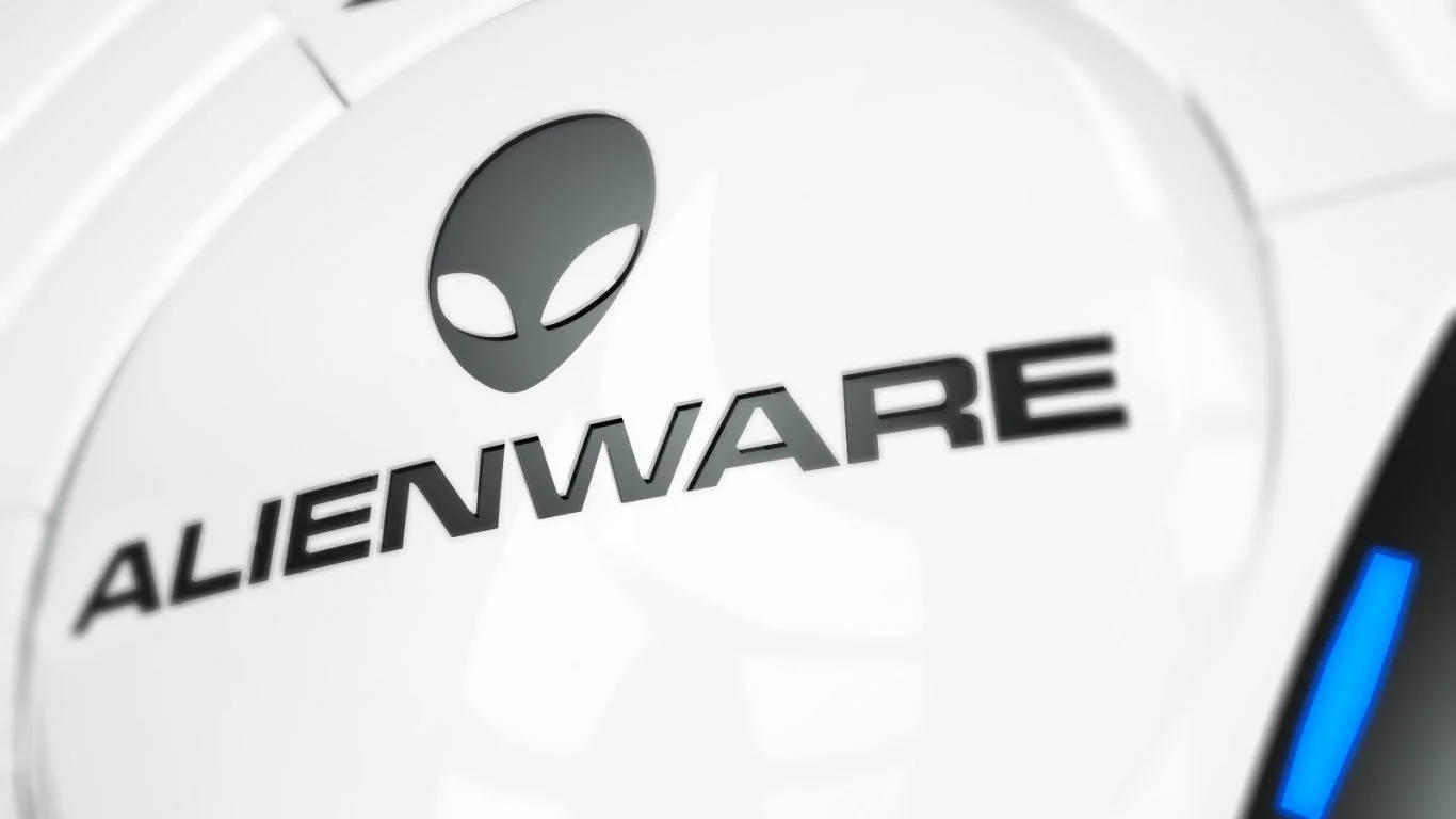 Svartoch Vit Alienware-logotyp. Wallpaper