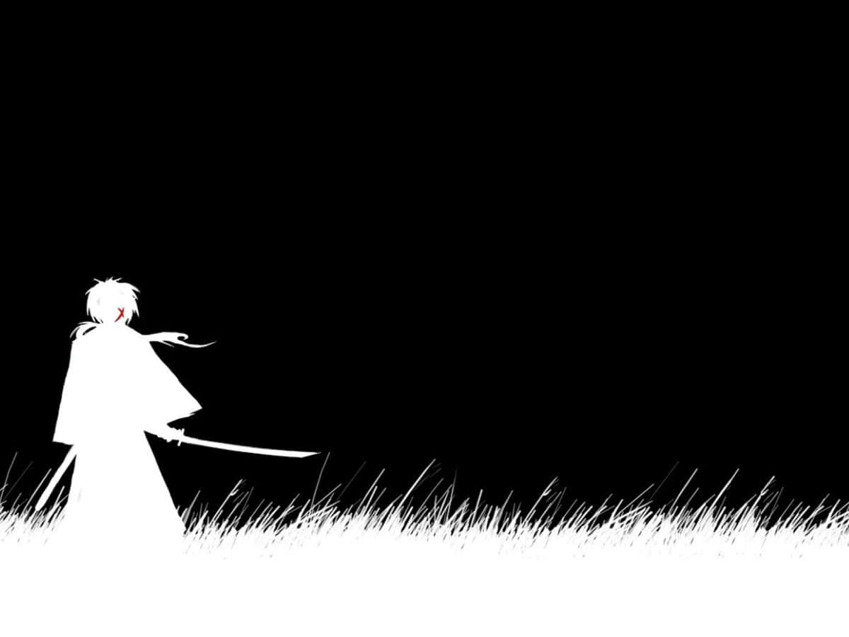 Schwarzerund Weißer Anime-hintergrund In 1200 X 900 Pixeln.