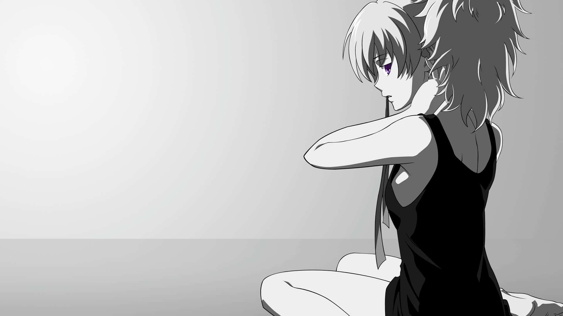 Sortog Hvid Anime 1920 X 1080 Baggrund.