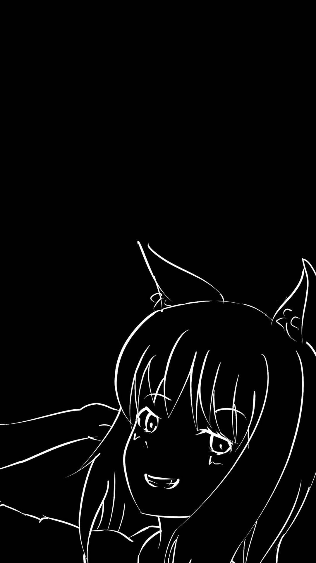 Schwarzesund Weißes Anime-ästhetik-mädchen-kunstwerk Wallpaper