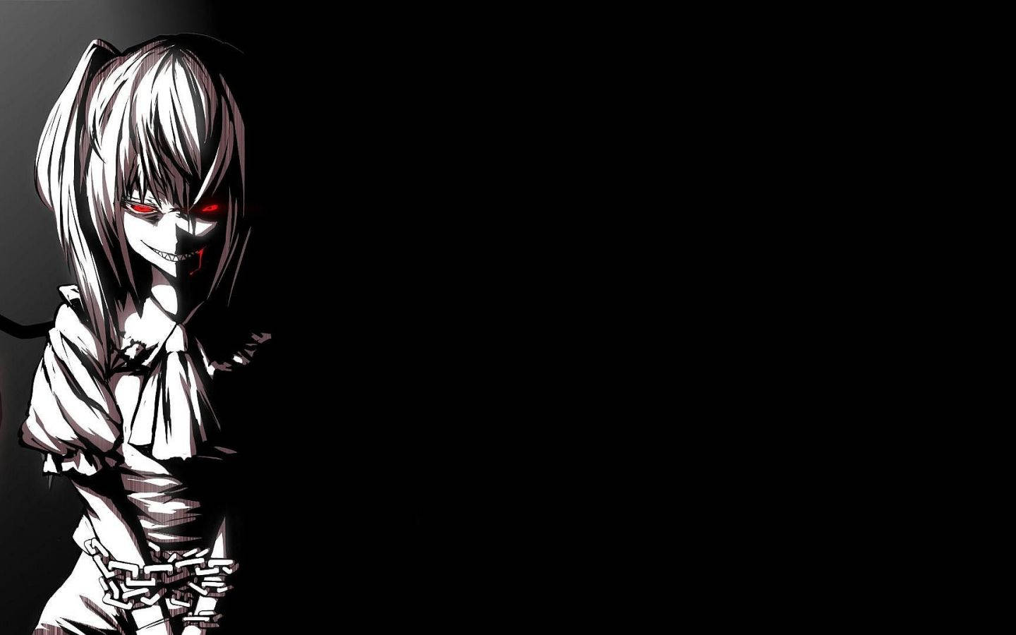 Black And White Anime Aesthetic Girl With Chains Wallpaper