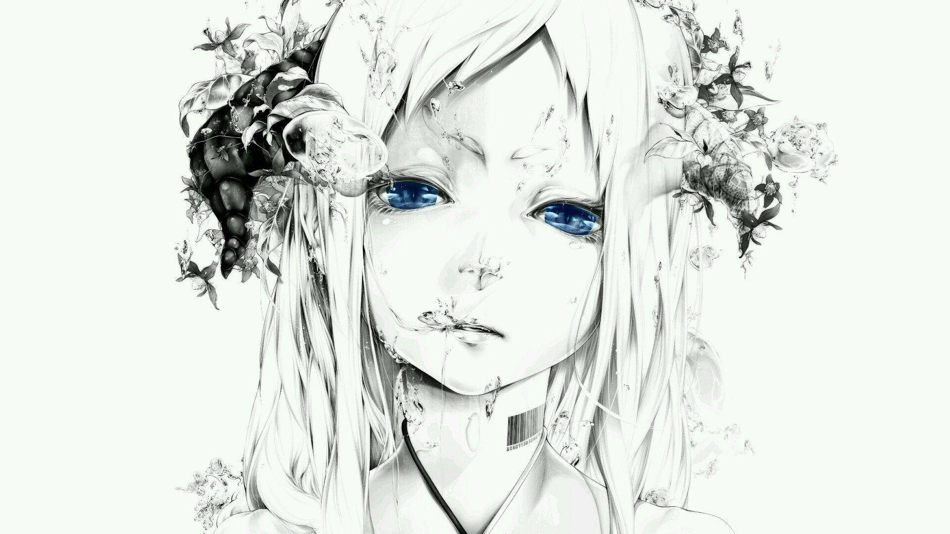 Black And White Anime Blue Eyes Wallpaper