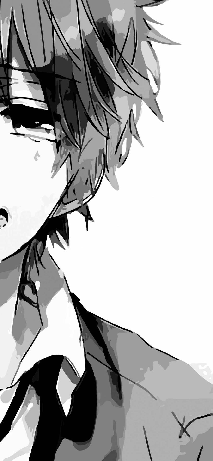 Black And White Anime Boy Crying Wallpaper
