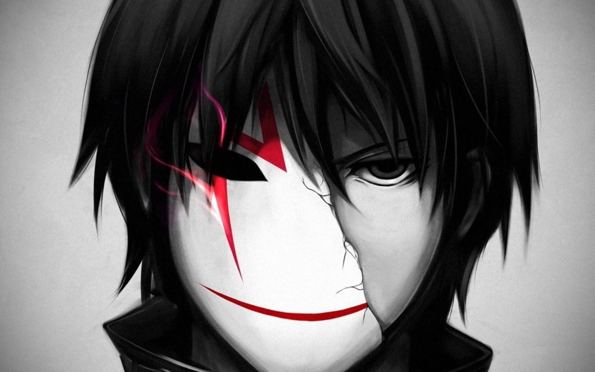 Black And White Anime Boy With Mask Wallpaper