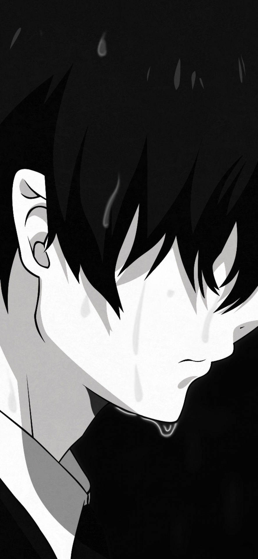 Mysterious Black and White Anime Boy Wallpaper