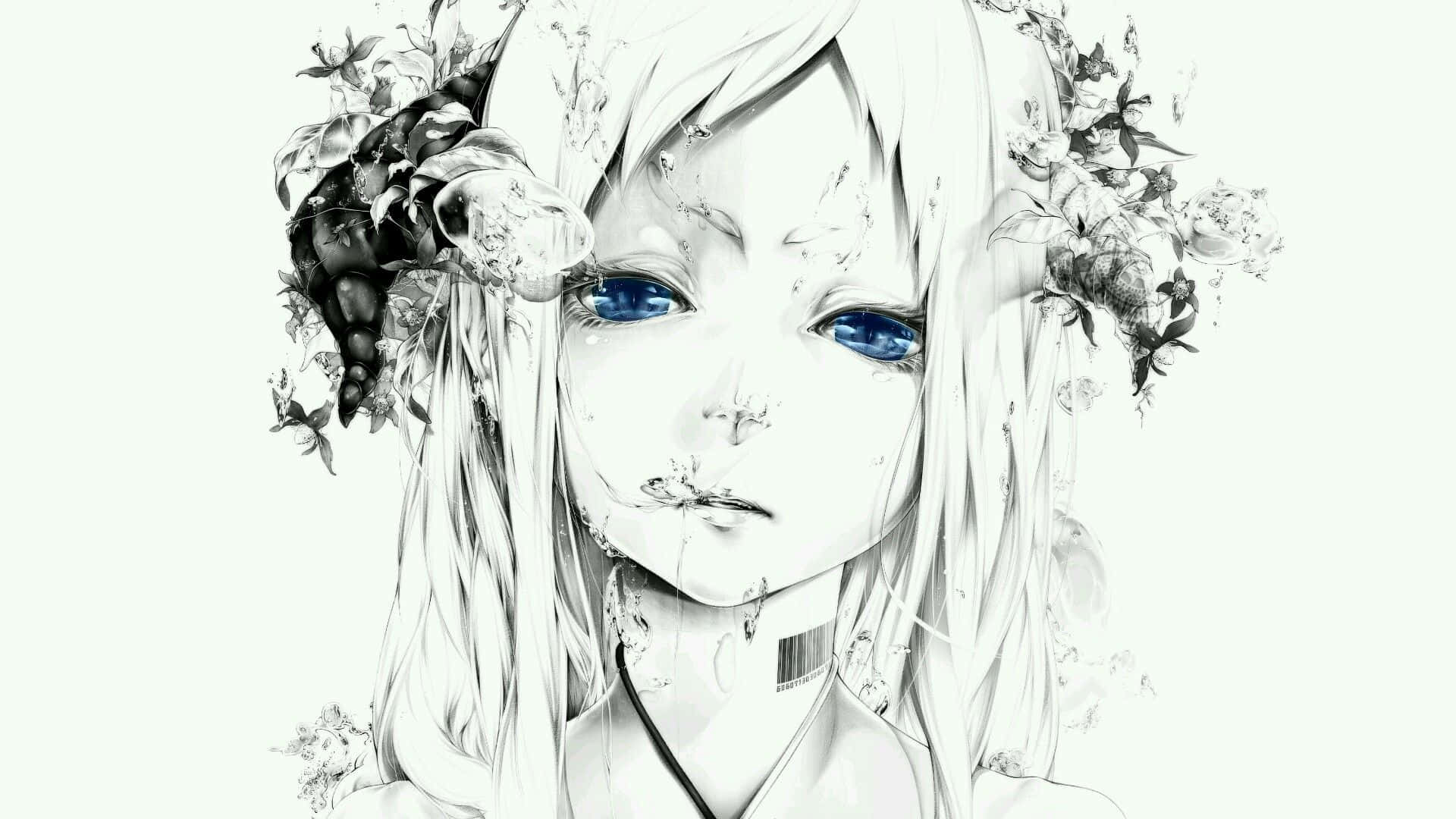 Black And White Anime Pfp Of A Girl Breathing Wallpaper