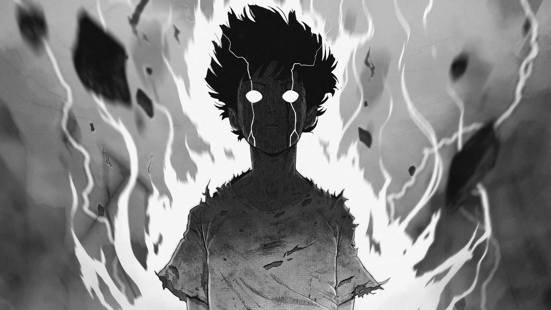 Black And White Anime Pfp Of Mob Psycho Outraged Wallpaper