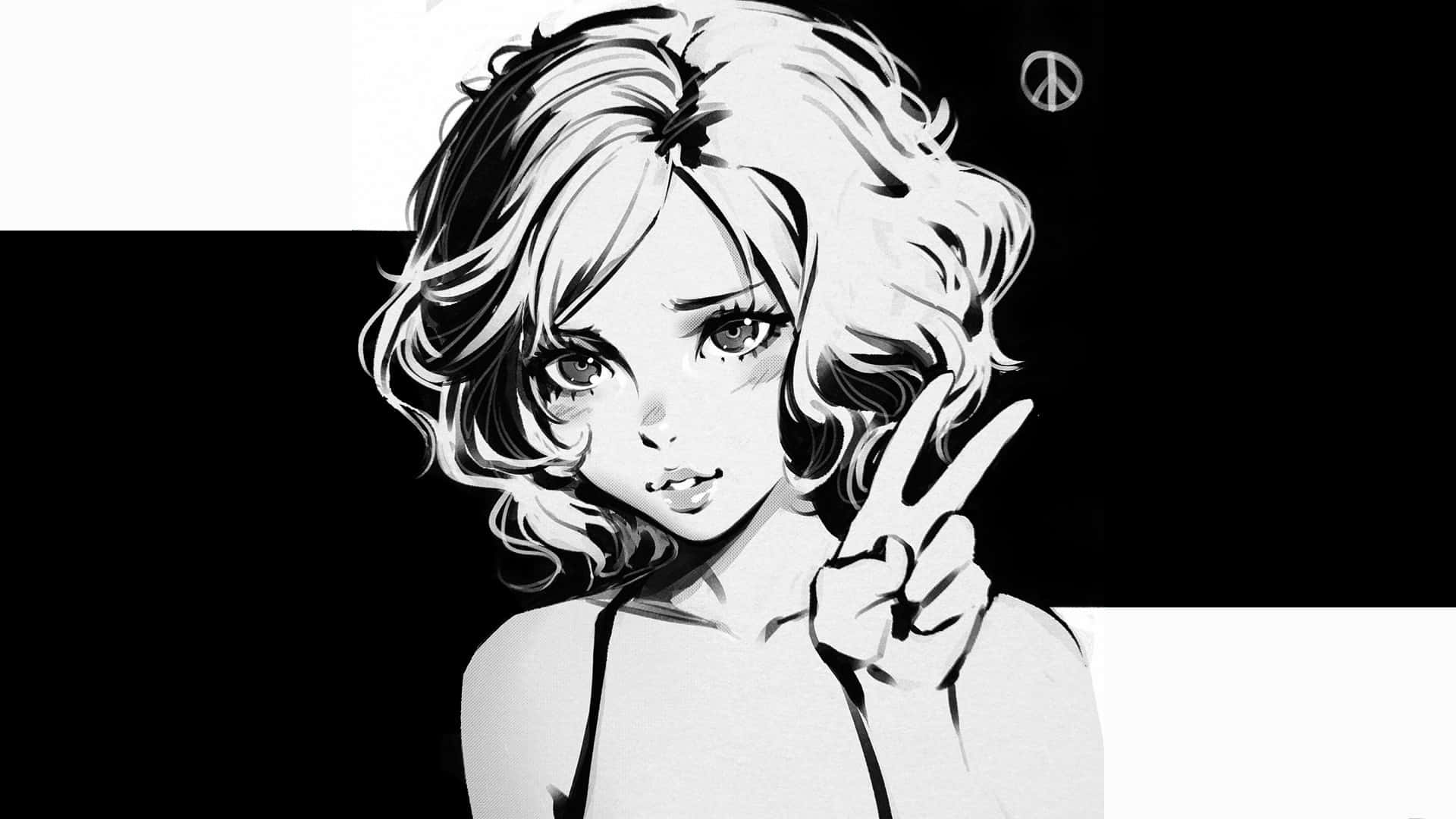 Black And White Anime Pfp Of Paz Andrade Wallpaper