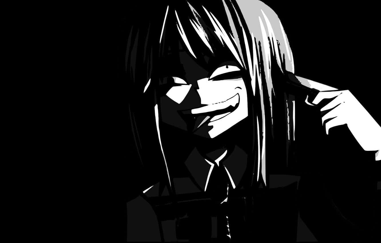 Black And White Anime Pfp Of Psychopathic Character Wallpaper