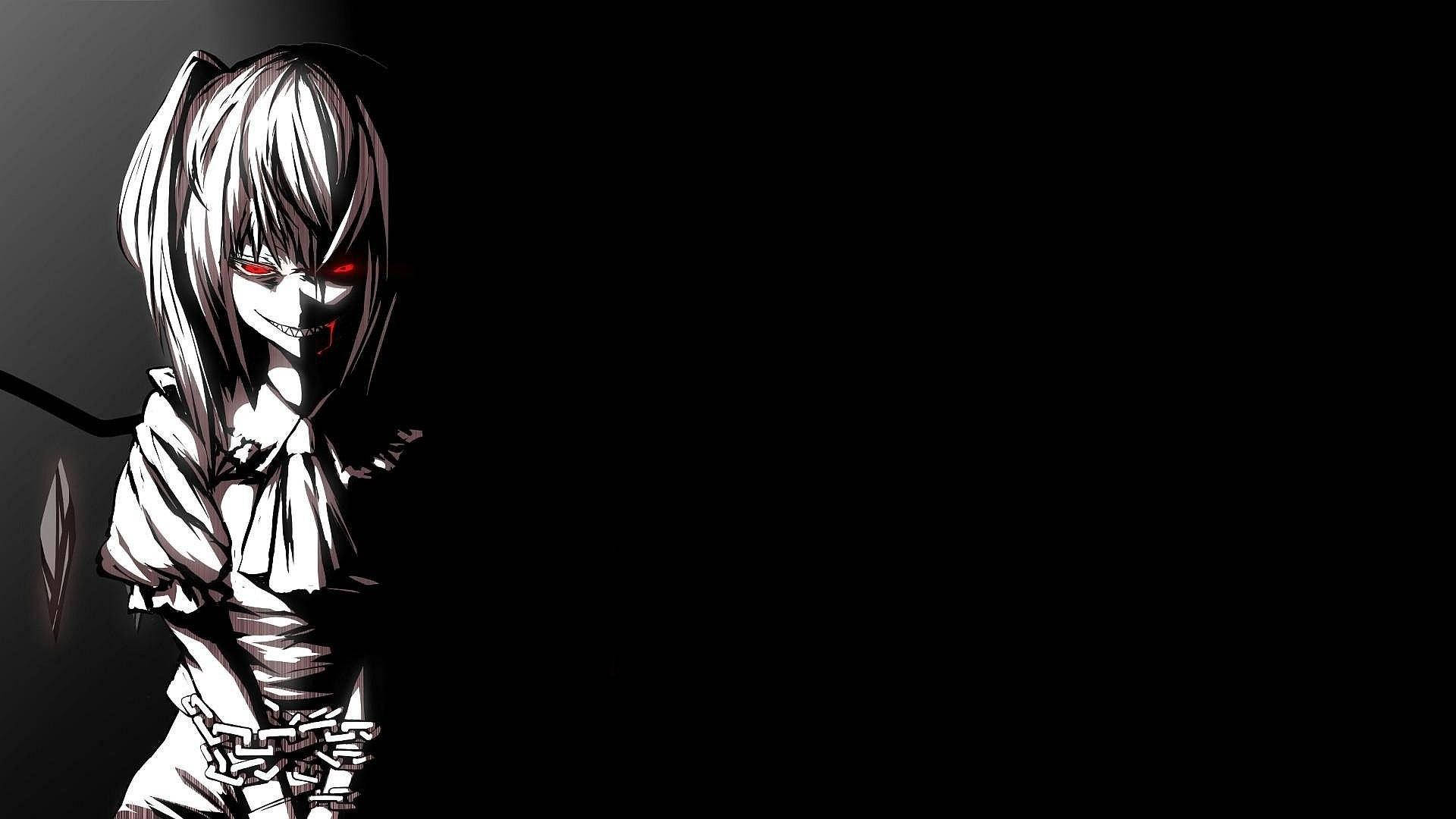 Black And White Anime Scary Smile Wallpaper