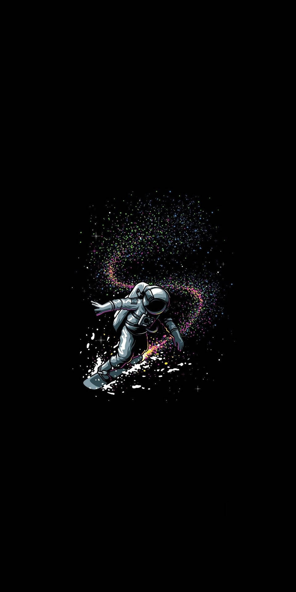 Ritrattod'arte Di Un Astronauta In Bianco E Nero Che Fa Skate Sfondo
