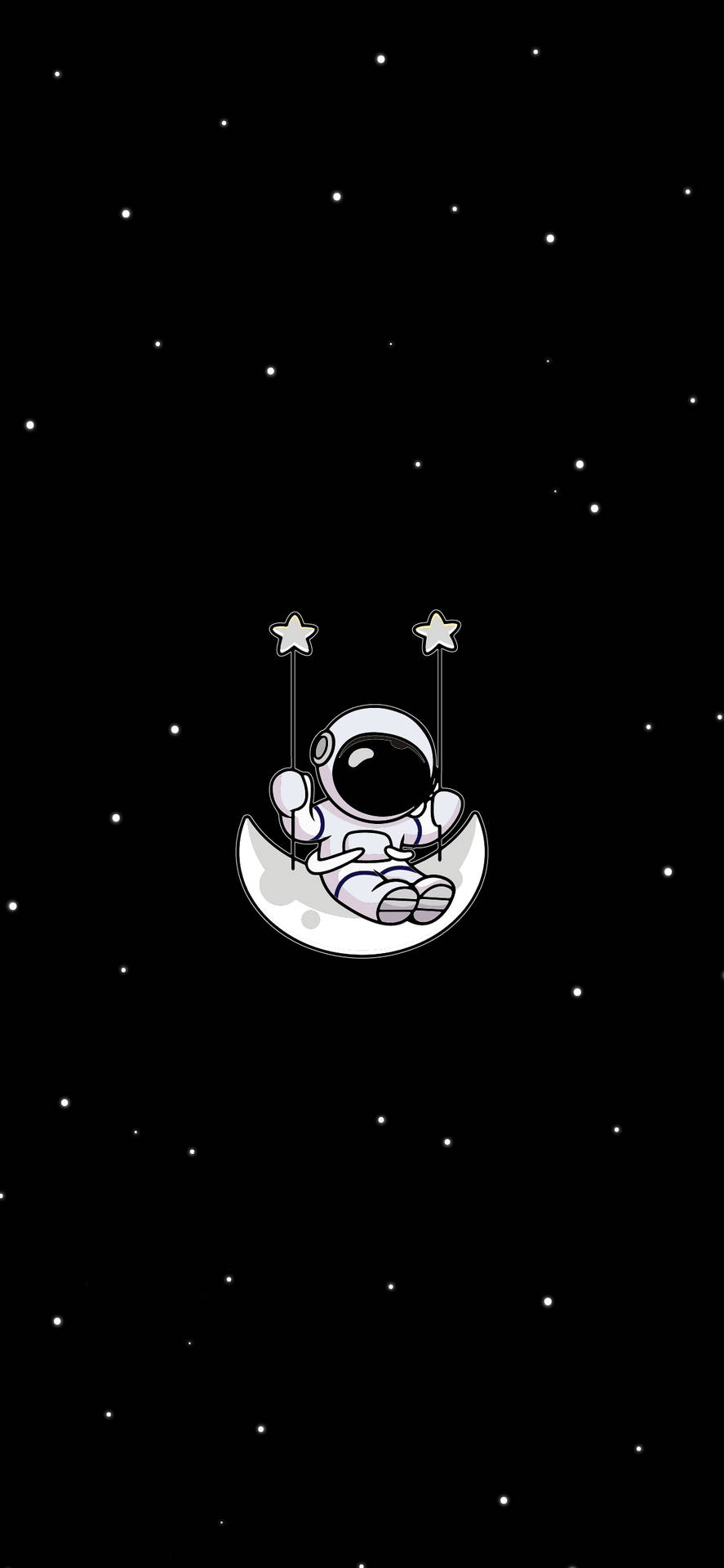 Astronautablanco Y Negro En Columpio Lunar. Fondo de pantalla