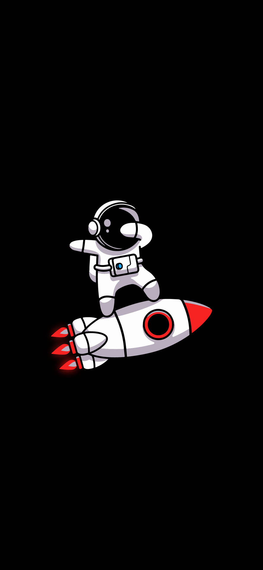 Black And White Astronaut Mini Cartoon Art Wallpaper