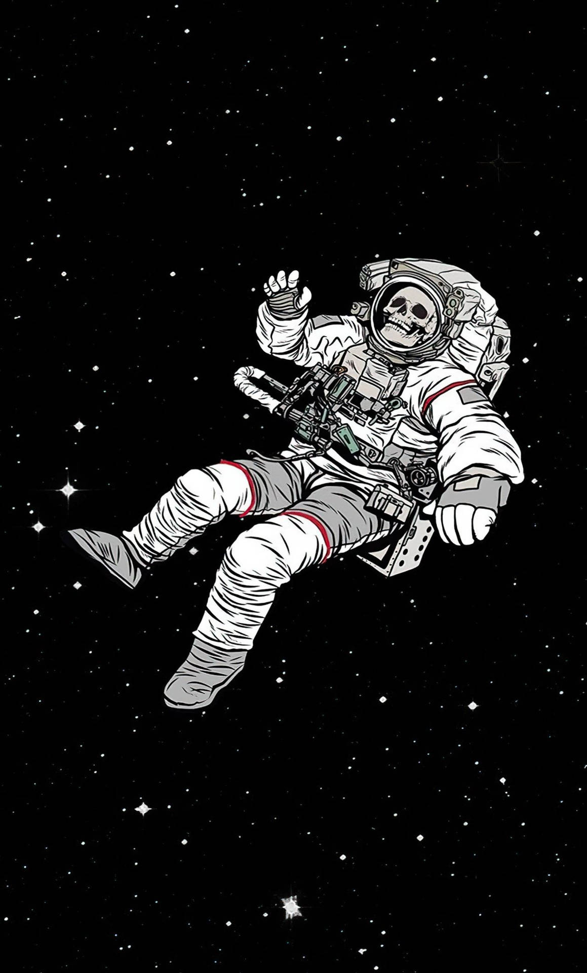 Retratoartístico En Blanco Y Negro De Un Astronauta Flotando. Fondo de pantalla