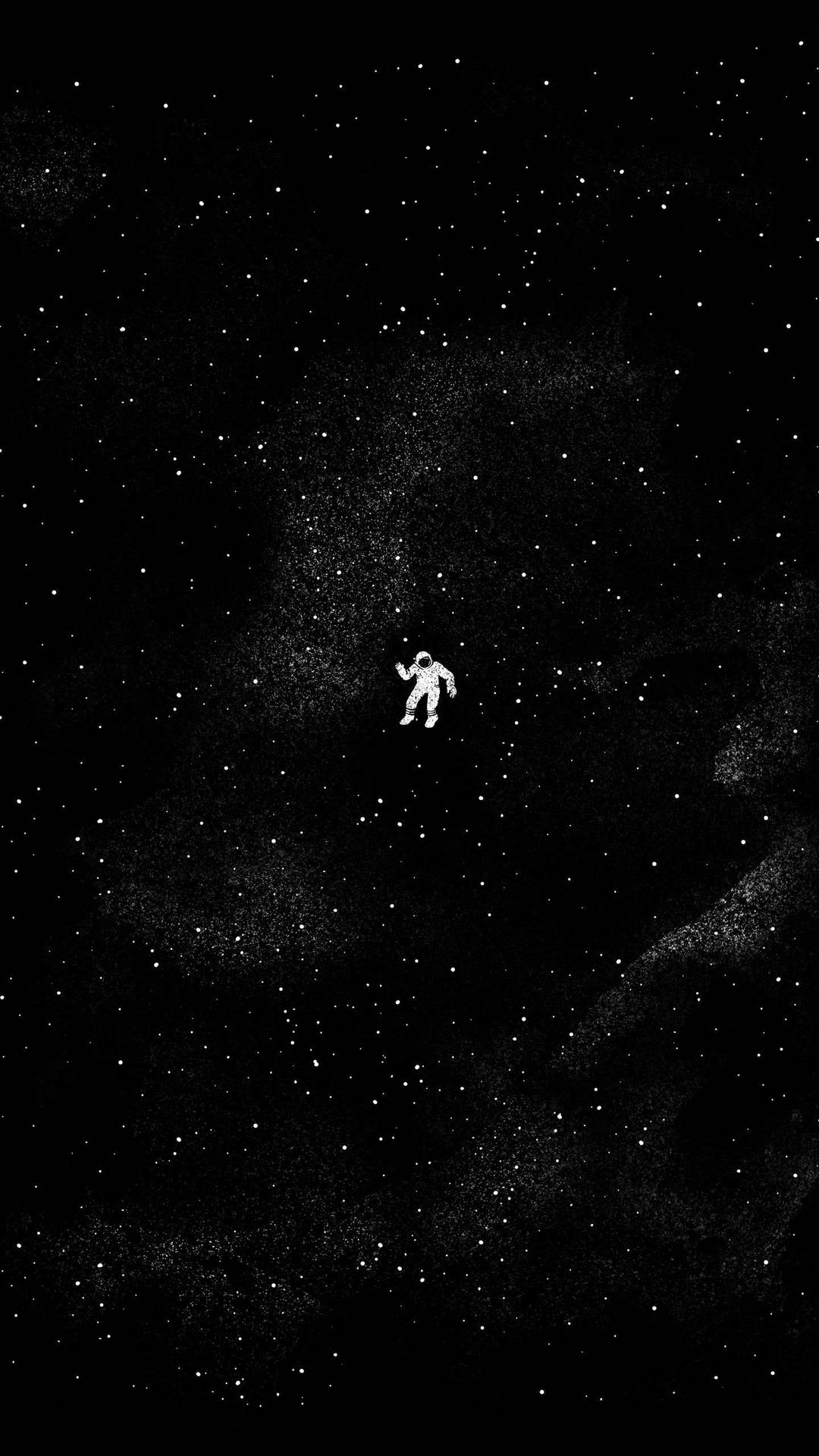 En astronaut udforsker det ukendte i sort og hvid. Wallpaper