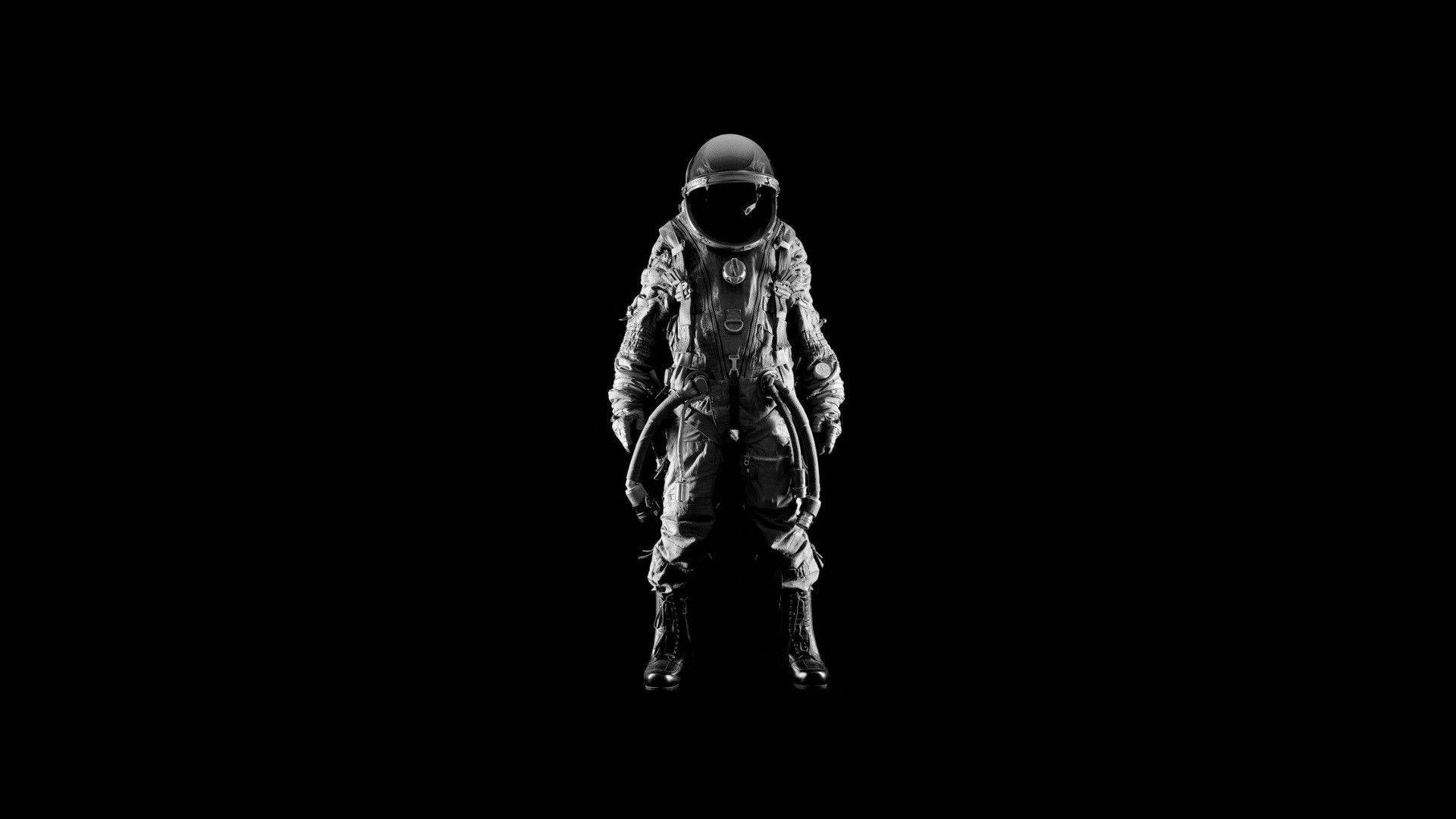 Astronautaminimalista En Blanco Y Negro. Fondo de pantalla