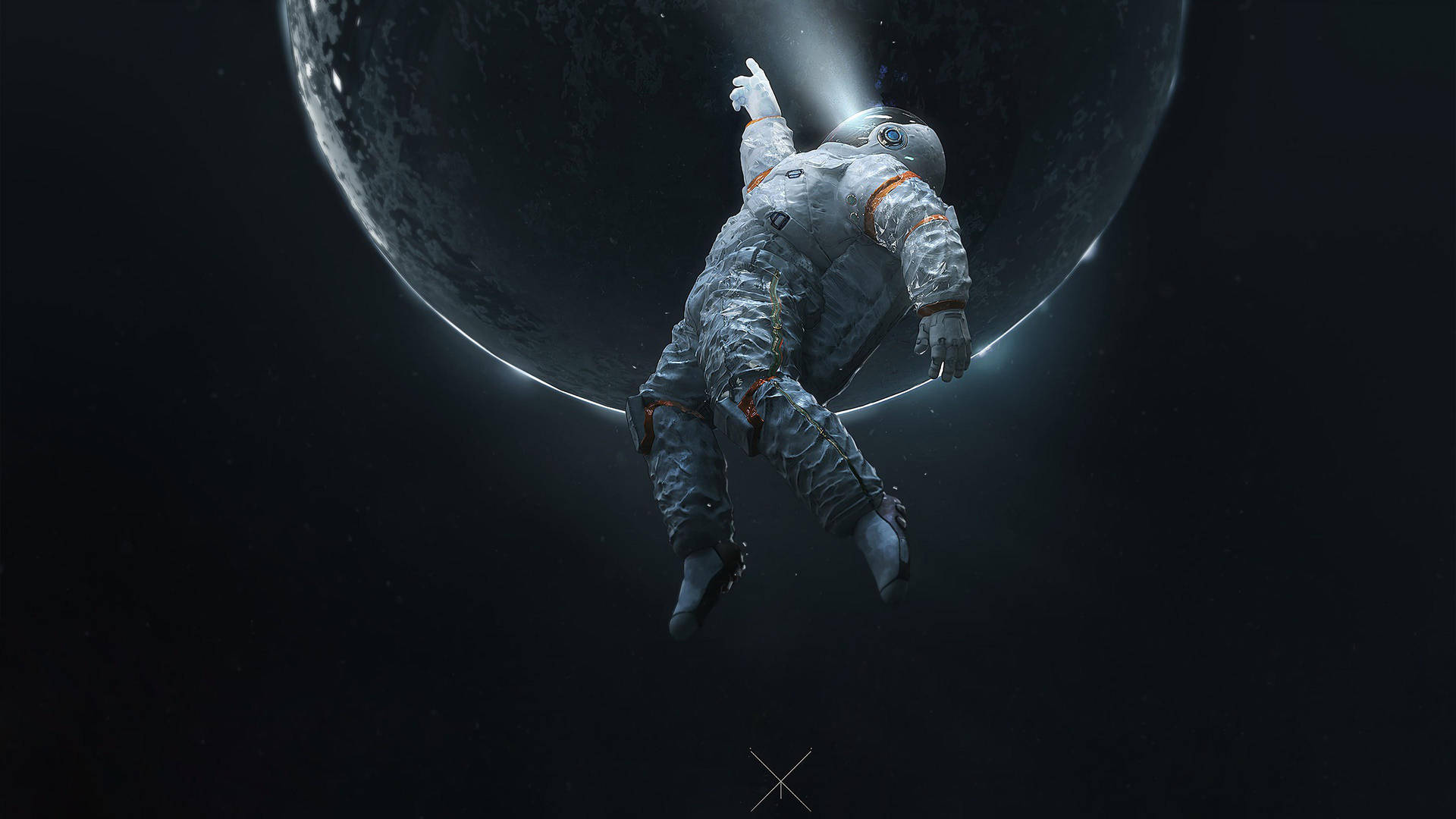 Astronaut på mission for at udforske det ydre rum i nuancer af sort og hvid Wallpaper