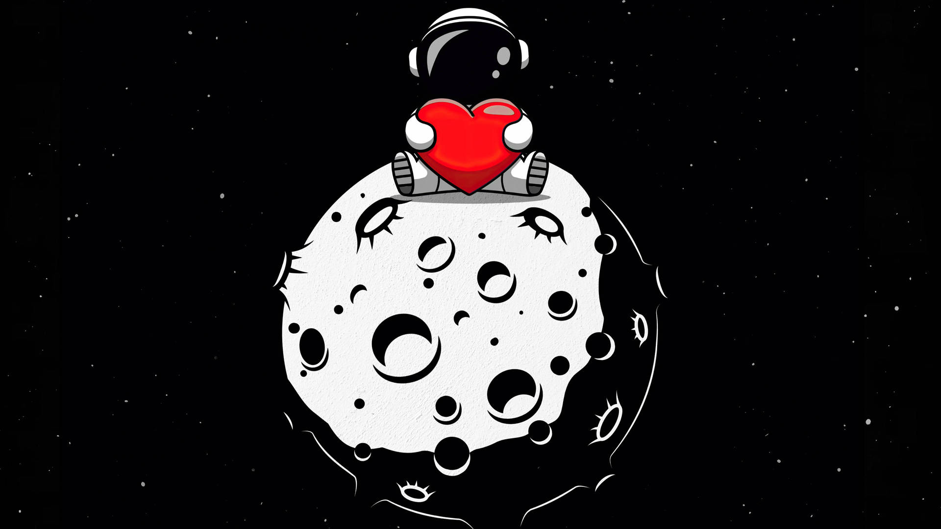 Black And White Astronaut Love Moon Wallpaper