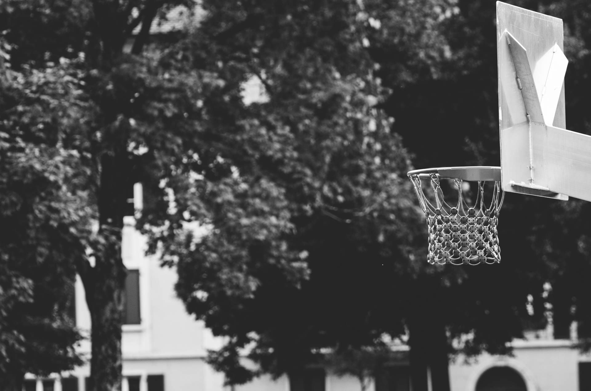 Black And White Basketball Hoop Playground Wallpaper