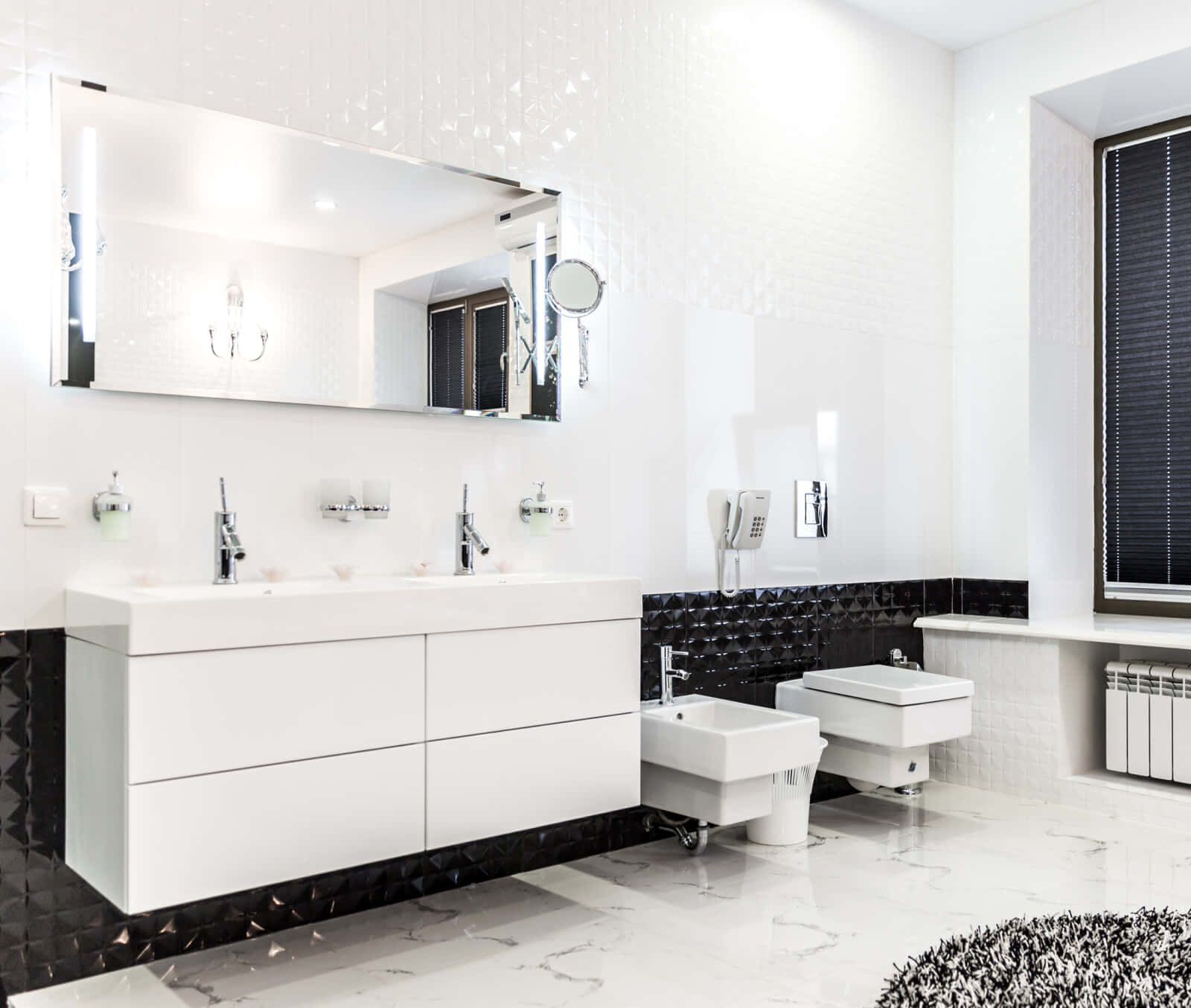 Modern black and white bathroom design