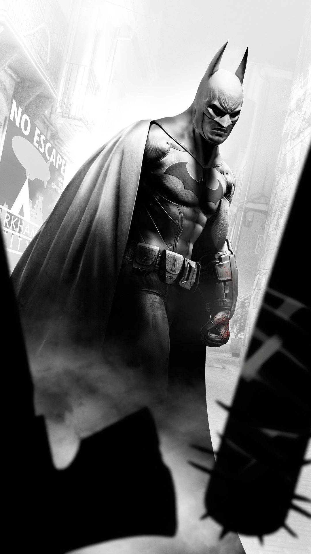 Black And White Batman Arkham Knight iPhone Wallpaper