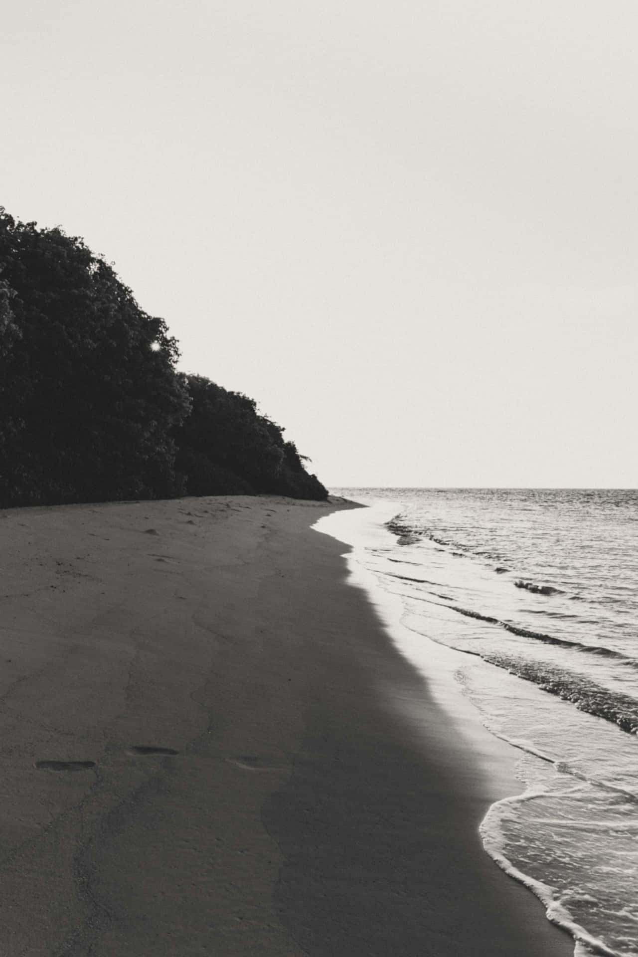 Captivating Black and White Beach Scene Wallpaper