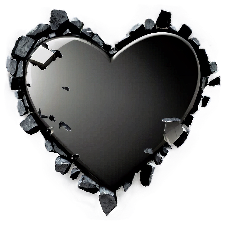 Black And White Broken Heart Png 06252024 PNG