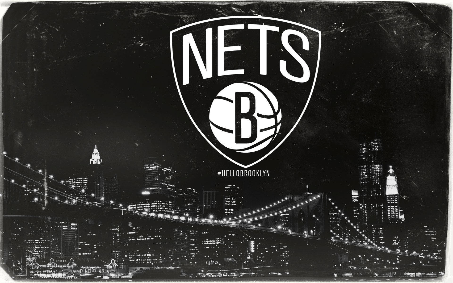 Schwarzweißes Brooklyn Nets Poster Wallpaper