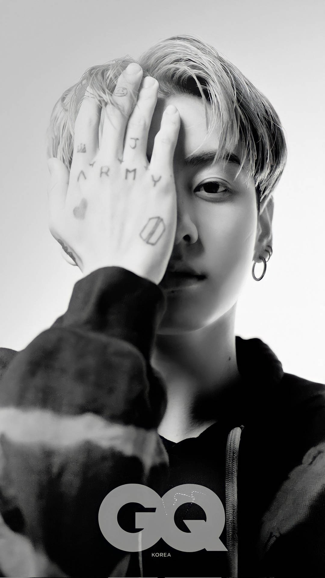 Black And White BTS JK Photoshoot Wallpaper