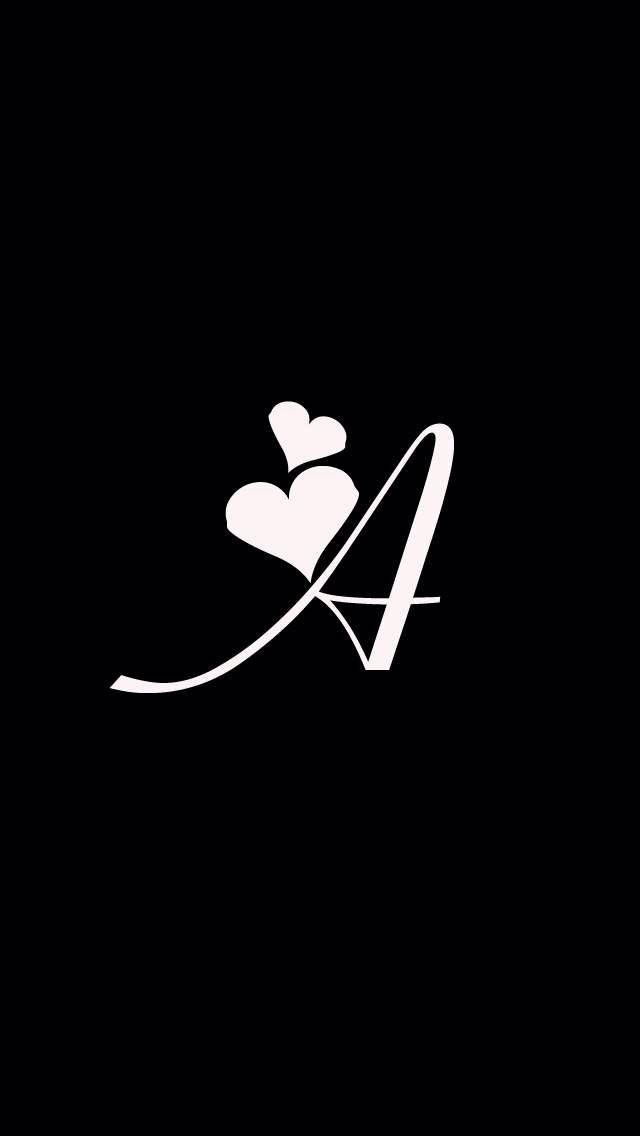 Download Black And White Capital Alphabet Letter A With Hearts Wallpaper |  