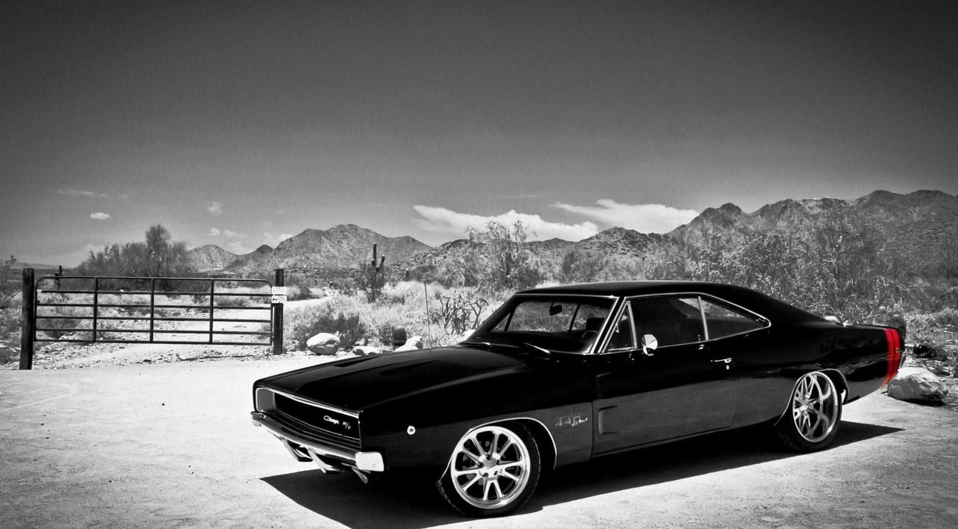 Sleek Black and White Car in High Definition Wallpaper